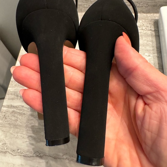 Black suede heeled sandals - Picture 2 of 3